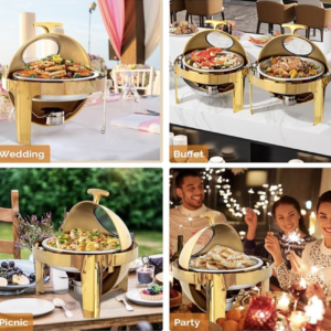 ROVSUN 6QT Gold Roll Top Chafing Dish Set