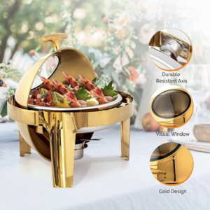 Buy ROVSUN 6QT Gold Roll Top Chafing Dish Set