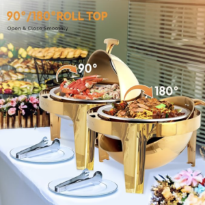 ROVSUN 6QT Gold Roll Top Chafing Dish Set for sale
