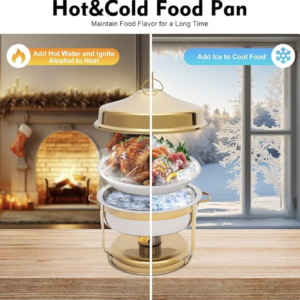 Fifizoo 9.5Qt Gold Stainless Steel Chafing Dish Set - 4 Pack for sale