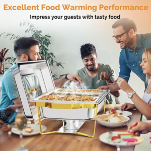 ROVSUN 9QT Gold Chafing Dishes for Buffet - 2 Pack with glass lid