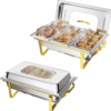 ROVSUN 9QT Gold Chafing Dishes for Buffet - 2 Pack