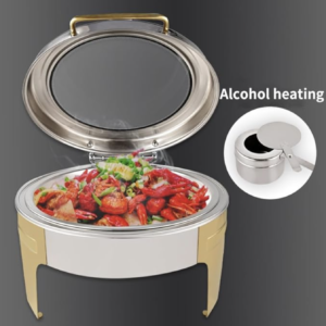 6L Gold Round Flip-Over Chafing Dish for sale