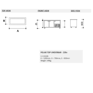 Crioni 1.5 Polar Top Stainless Steel Underbar Fridge for sale