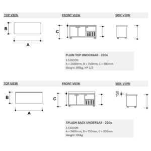 Crioni 3.5 Glass Door Underbar Fridge for sale