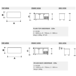 Crioni 2.5 Stainless Steel Door Underbar Fridge for sale