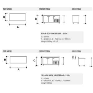 Crioni 3.5 Stainless Steel Door Underbar Fridge for sale