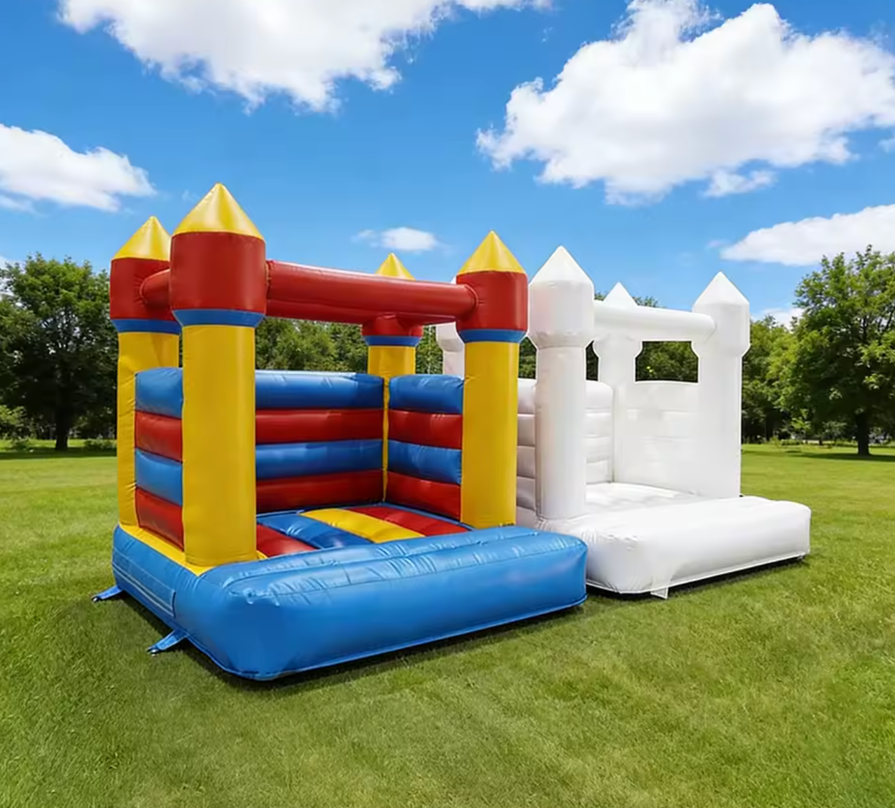 PVC Play House Bouncy Castle rainbow & white
